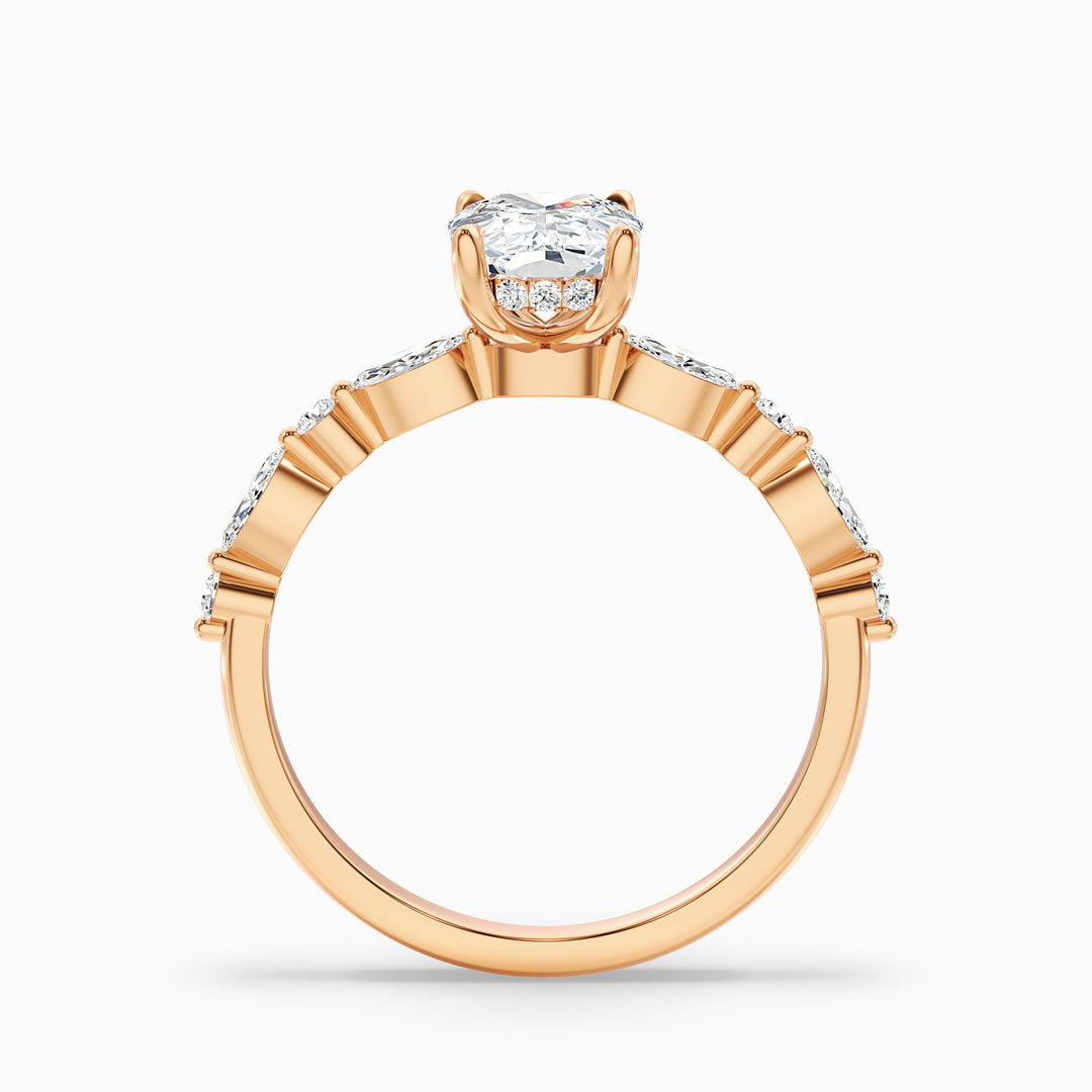 Joyee 1 Carat Elongated Cushion Cut Hidden Halo Lab Grown Diamond Ring in 925 Sterling Silver