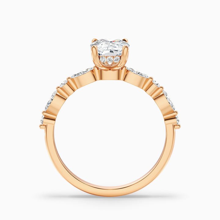 Joyee 1 Carat Elongated Cushion Cut Hidden Halo Lab Grown Diamond Ring in 925 Sterling Silver