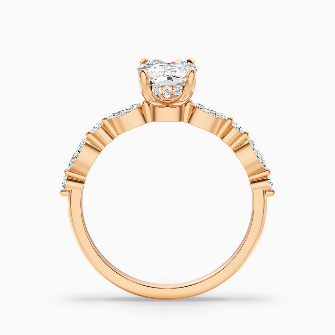 Joyee 1 Carat Elongated Cushion Cut Hidden Halo Lab Grown Diamond Ring in 10k Rose Gold