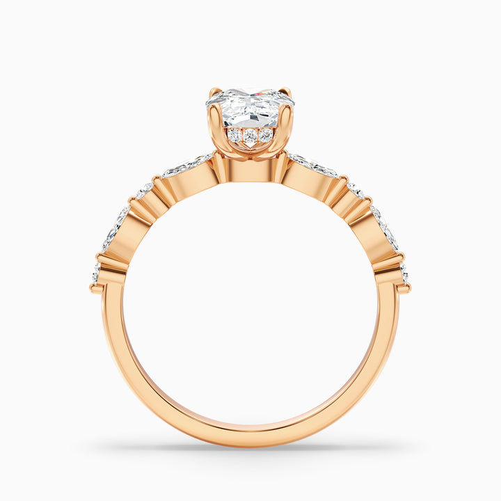 Joyee 1 Carat Elongated Cushion Cut Hidden Halo Lab Grown Diamond Ring in 10k Rose Gold