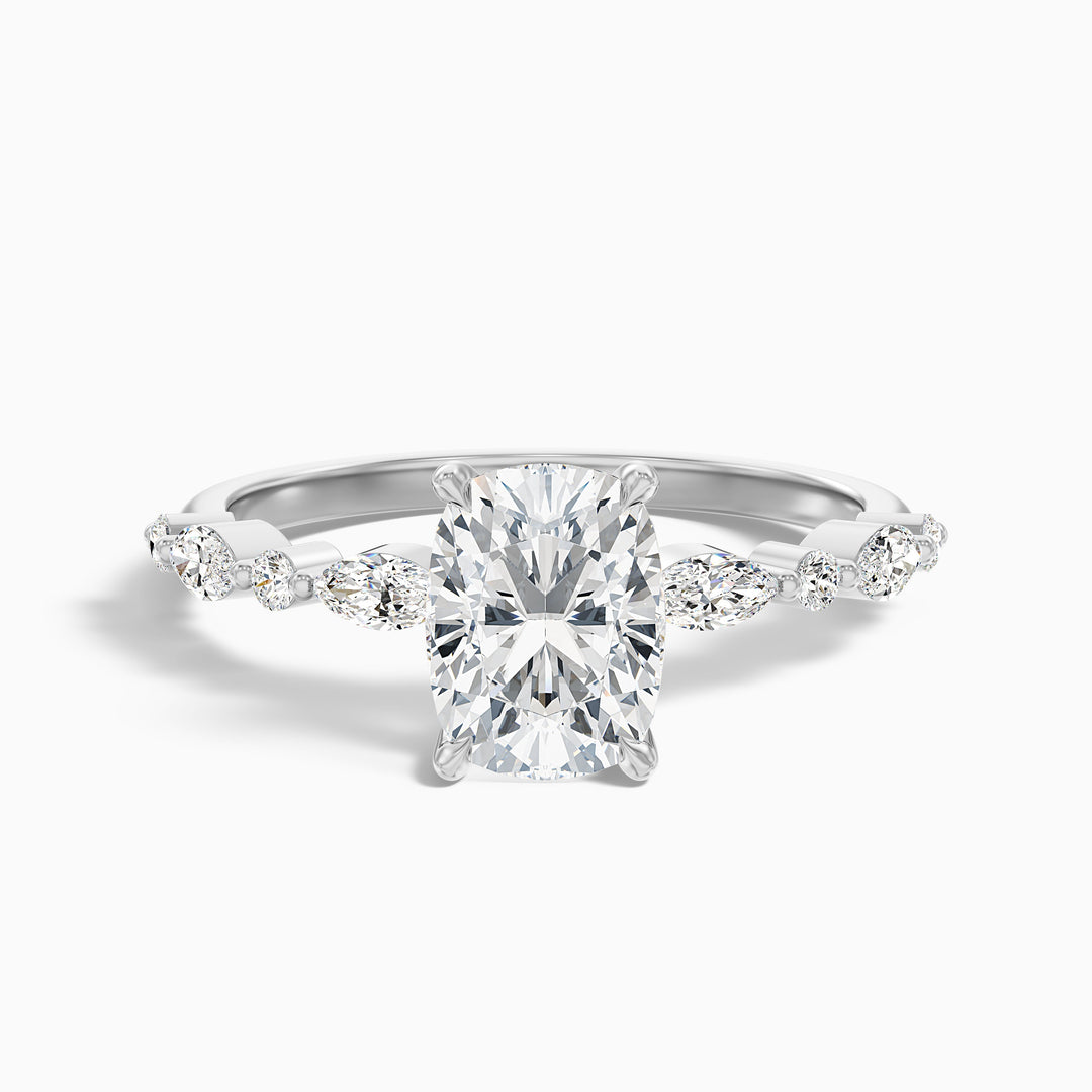 Joyee 1 Carat Elongated Cushion Cut Hidden Halo Lab Grown Diamond Ring in 925 Sterling Silver