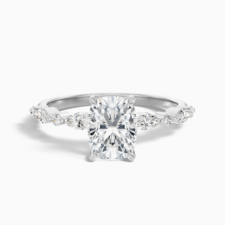 Joyee 1 Carat Elongated Cushion Cut Hidden Halo Lab Grown Diamond Ring in 925 Sterling Silver