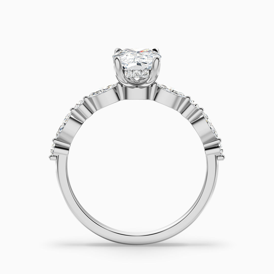 Joyee 1 Carat Elongated Cushion Cut Hidden Halo Lab Grown Diamond Ring in 925 Sterling Silver