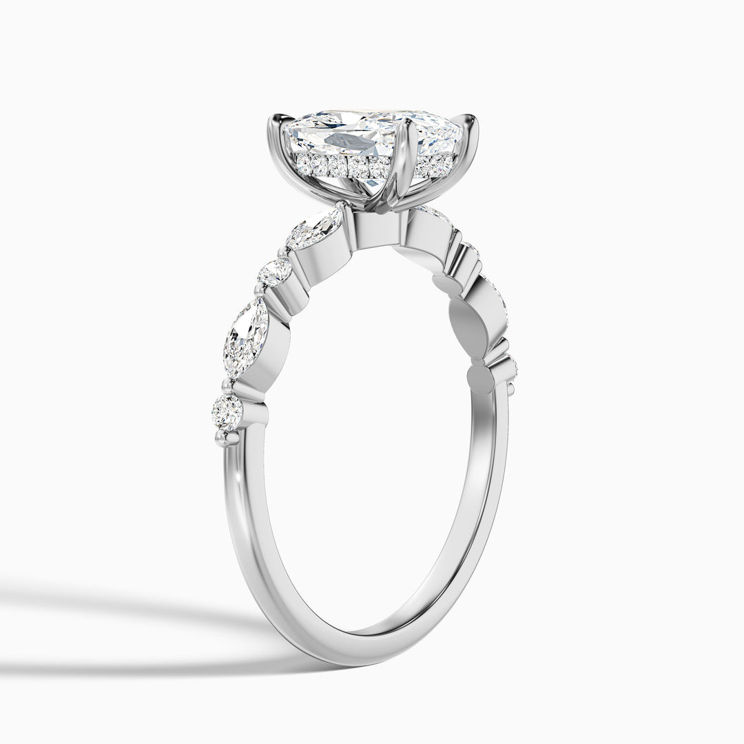 Joyee 1 Carat Elongated Cushion Cut Hidden Halo Lab Grown Diamond Ring in 10k Rose Gold