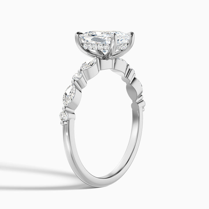 Joyee 1 Carat Elongated Cushion Cut Hidden Halo Lab Grown Diamond Ring in 10k Rose Gold
