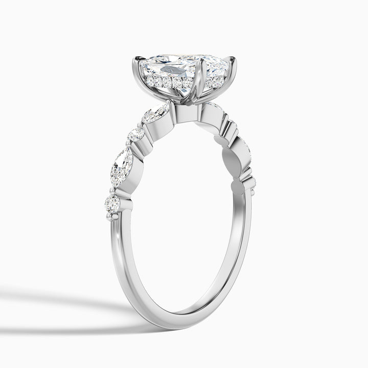 Joyee 1 Carat Elongated Cushion Cut Hidden Halo Lab Grown Diamond Ring in 925 Sterling Silver