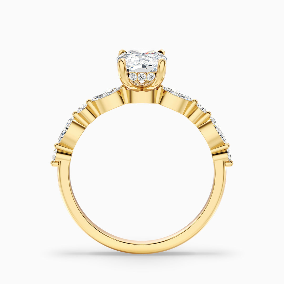 Joyee 1 Carat Elongated Cushion Cut Hidden Halo Lab Grown Diamond Ring in 925 Sterling Silver