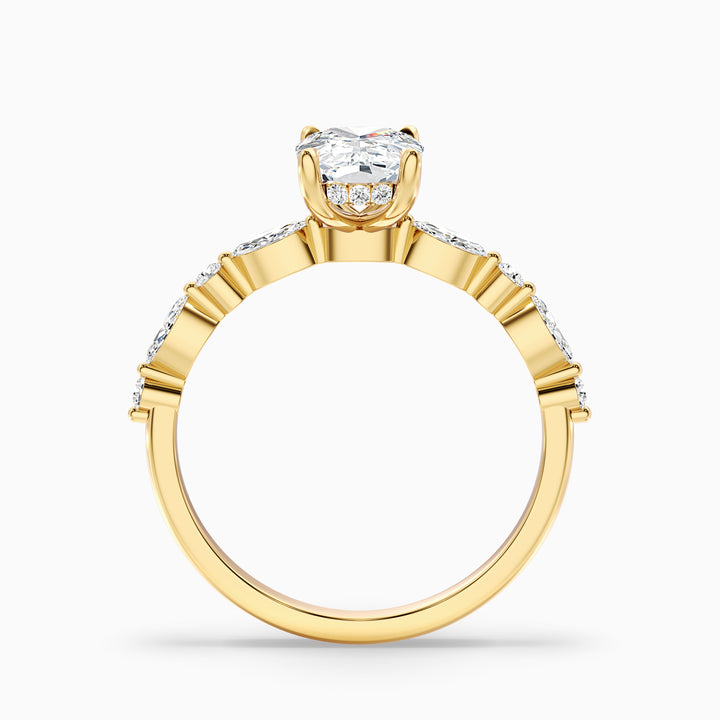 Joyee 1 Carat Elongated Cushion Cut Hidden Halo Lab Grown Diamond Ring in 10k Rose Gold