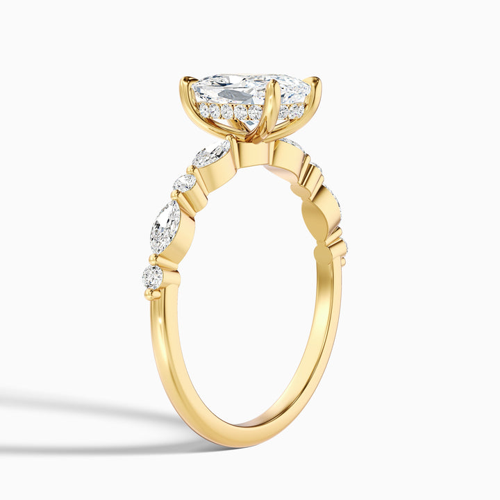 Joyee 1 Carat Elongated Cushion Cut Hidden Halo Lab Grown Diamond Ring in 925 Sterling Silver