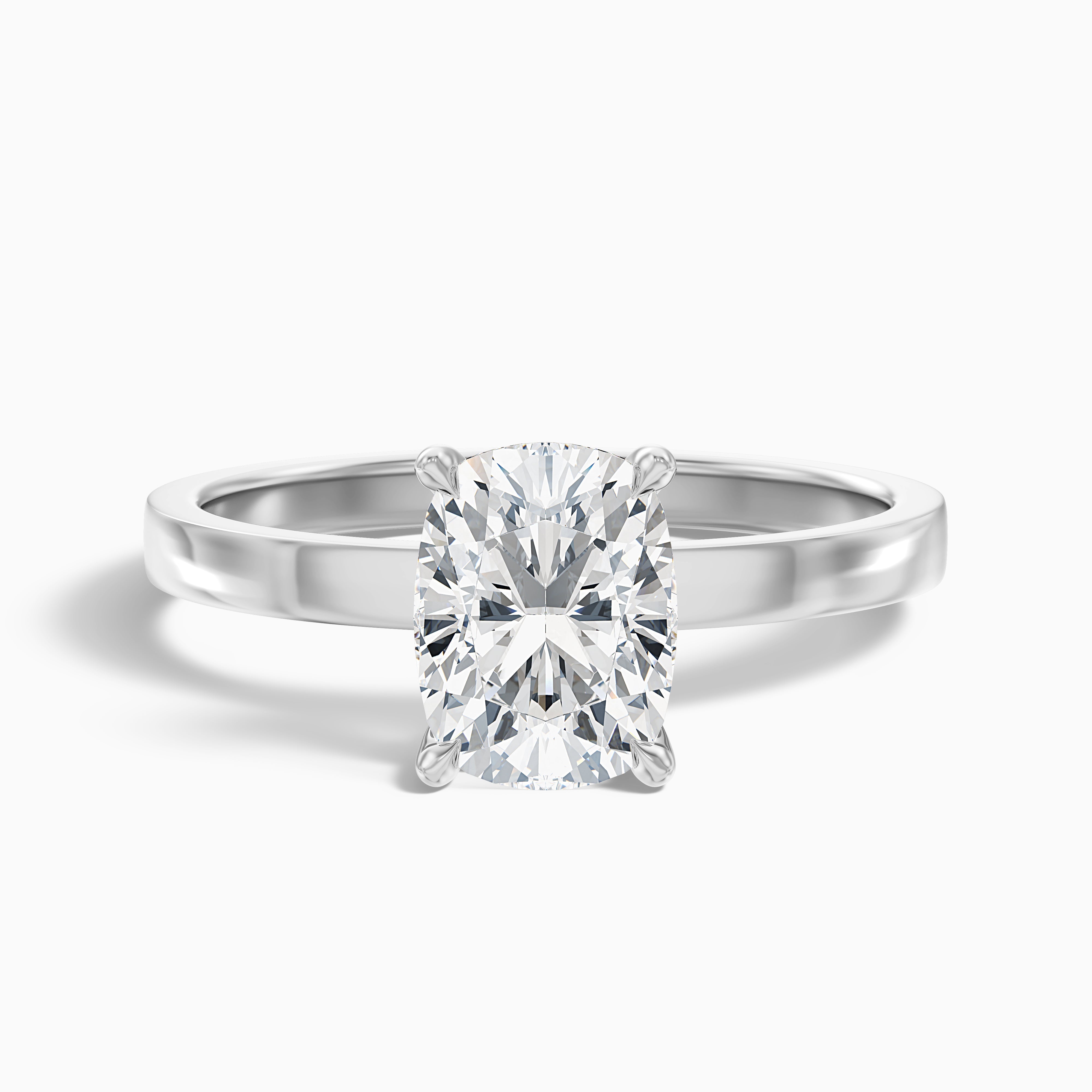Aimee 2 Carat Elongated Cushion Cut Solitaire Lab Grown Diamond Ring in 14k White Gold