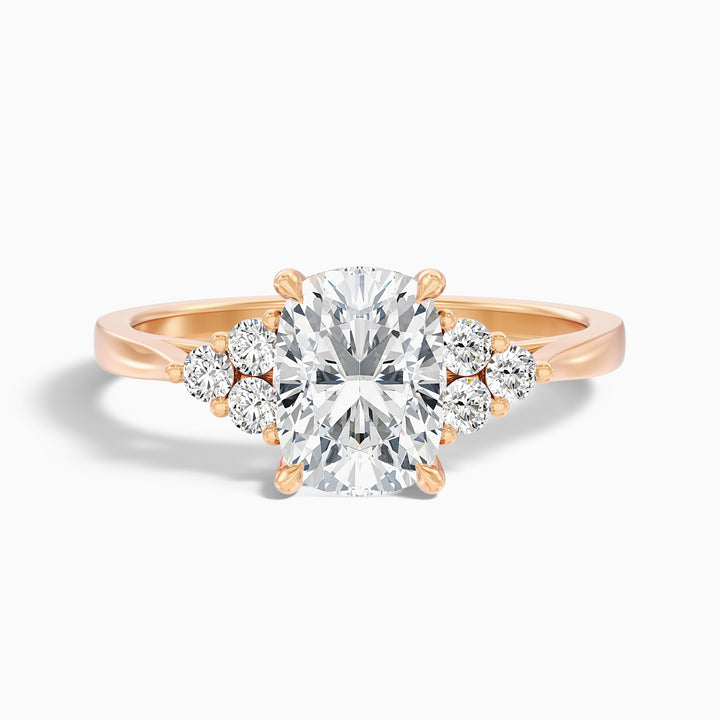 Kiera 5.5 Carat Elongated Cushion Cut Vintage Inspired Moissanite Diamond Ring in 14k Rose Gold
