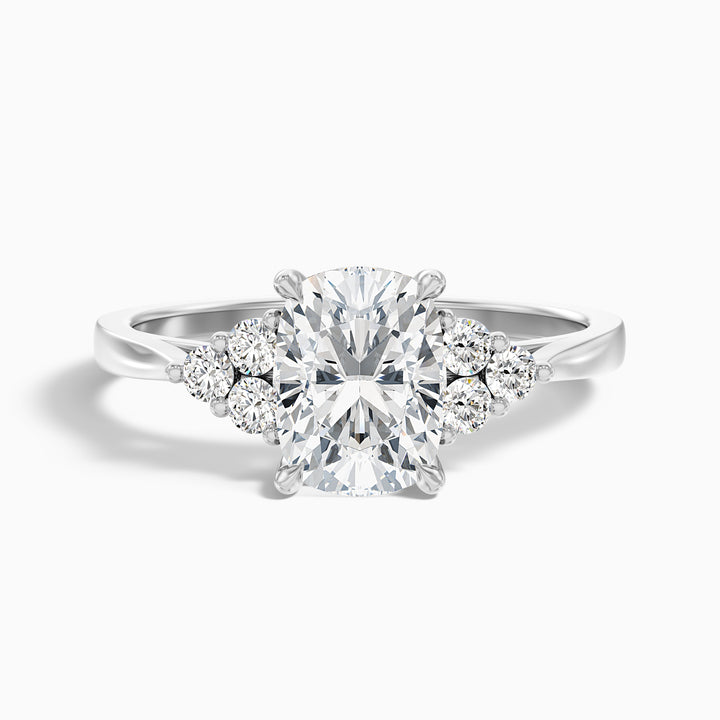 Kiera 3.5 Carat Elongated Cushion Cut Vintage Inspired Moissanite Diamond Ring in 18k White Gold