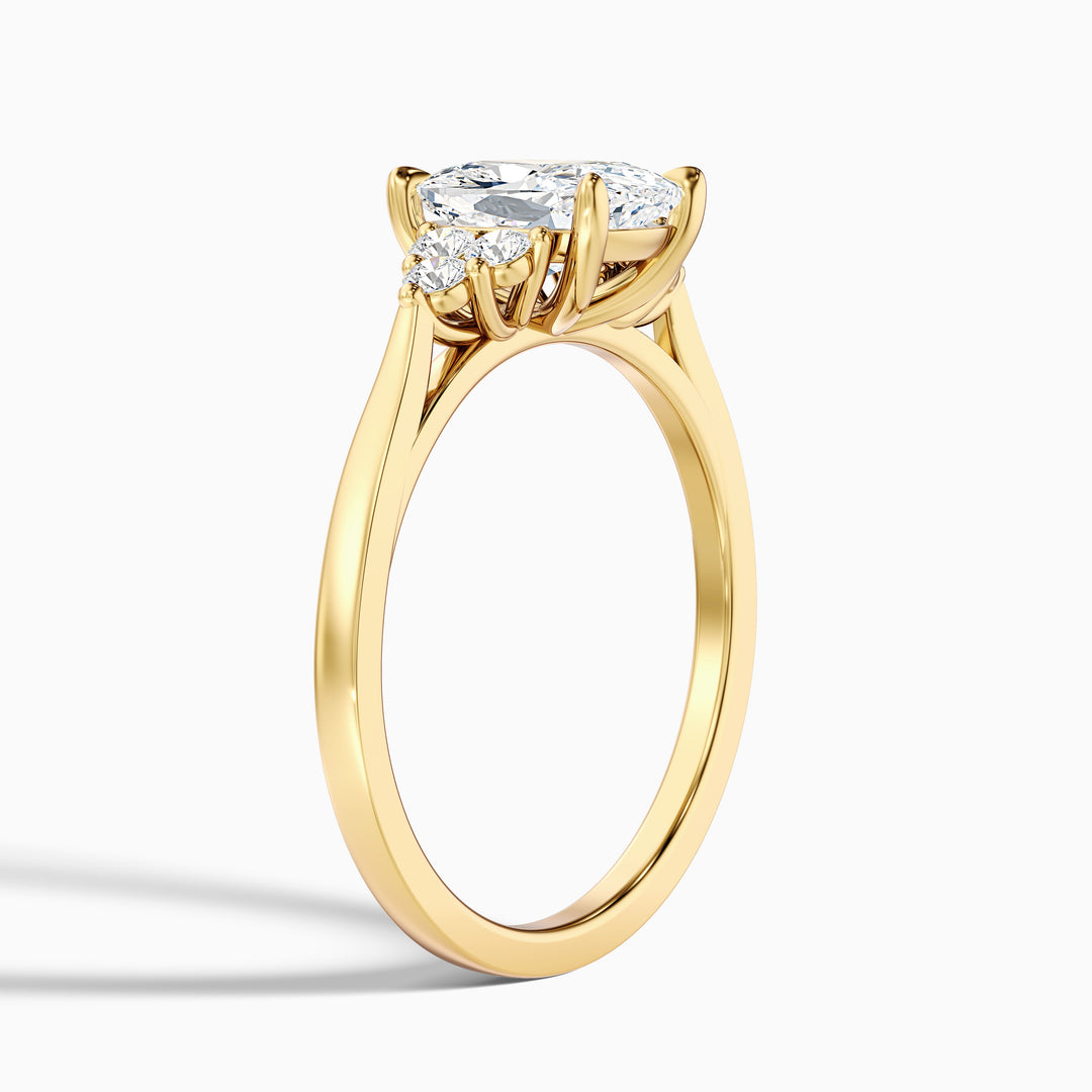 Kiera 3.5 Carat Elongated Cushion Cut Vintage Inspired Moissanite Diamond Ring in 18k White Gold