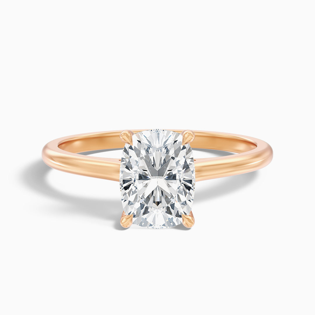 Inaya 1.5 Carat Elongated Cushion Cut Hidden Halo Pave Bridge Moissanite Diamond Ring in 14k Rose Gold