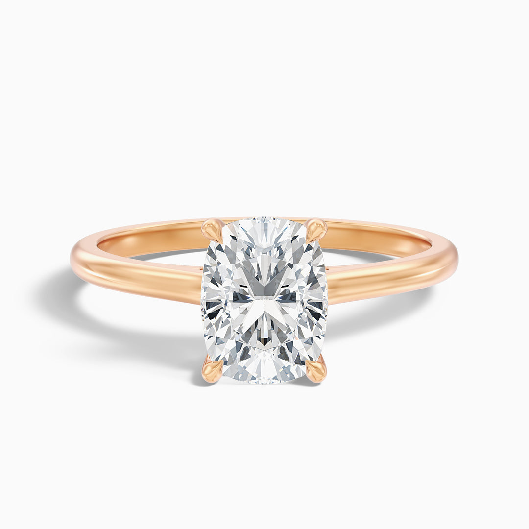 Inaya 2 Carat Elongated Cushion Cut Hidden Halo Pave Bridge Lab Grown Diamond Ring in 925 Sterling Silver