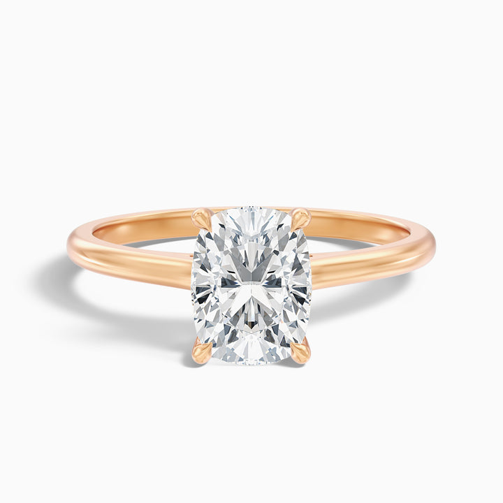 Inaya 2.5 Carat Elongated Cushion Cut Hidden Halo Pave Bridge Lab Grown Diamond Ring in 925 Sterling Silver