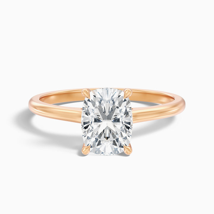 Inaya 1 Carat Elongated Cushion Cut Hidden Halo Pave Bridge Moissanite Diamond Ring in 10k Rose Gold