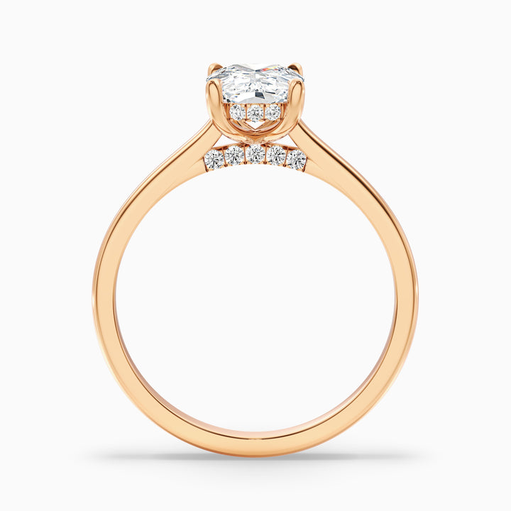 Inaya 4.5 Carat Elongated Cushion Cut Hidden Halo Pave Bridge Lab Grown Diamond Ring in 925 Sterling Silver