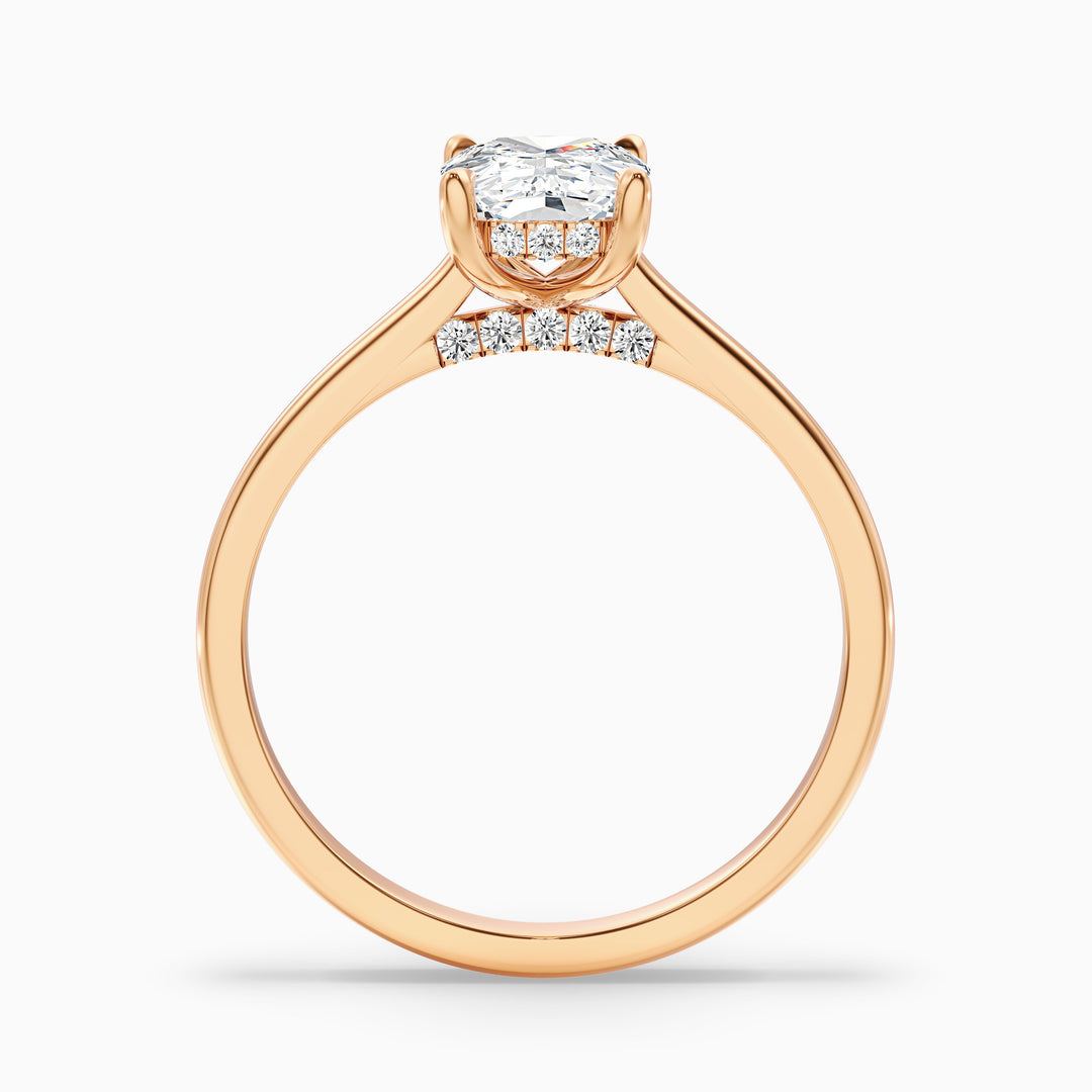 Inaya 1 Carat Elongated Cushion Cut Hidden Halo Pave Bridge Moissanite Diamond Ring in 10k Rose Gold
