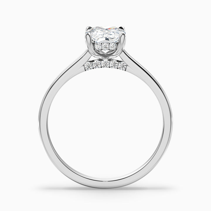 Inaya 1 Carat Elongated Cushion Cut Hidden Halo Pave Bridge Moissanite Diamond Ring in 10k Rose Gold