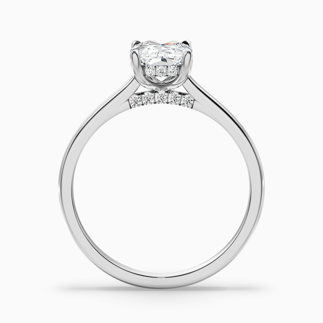 Inaya 3 Carat Elongated Cushion Cut Hidden Halo Pave Bridge Lab Grown Diamond Ring in 925 Sterling Silver