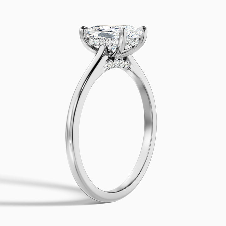 Inaya 3.5 Carat Elongated Cushion Cut Hidden Halo Pave Bridge Lab Grown Diamond Ring in 925 Sterling Silver