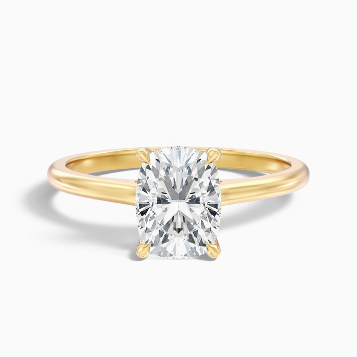 Inaya 3.5 Carat Elongated Cushion Cut Hidden Halo Pave Bridge Lab Grown Diamond Ring in 925 Sterling Silver