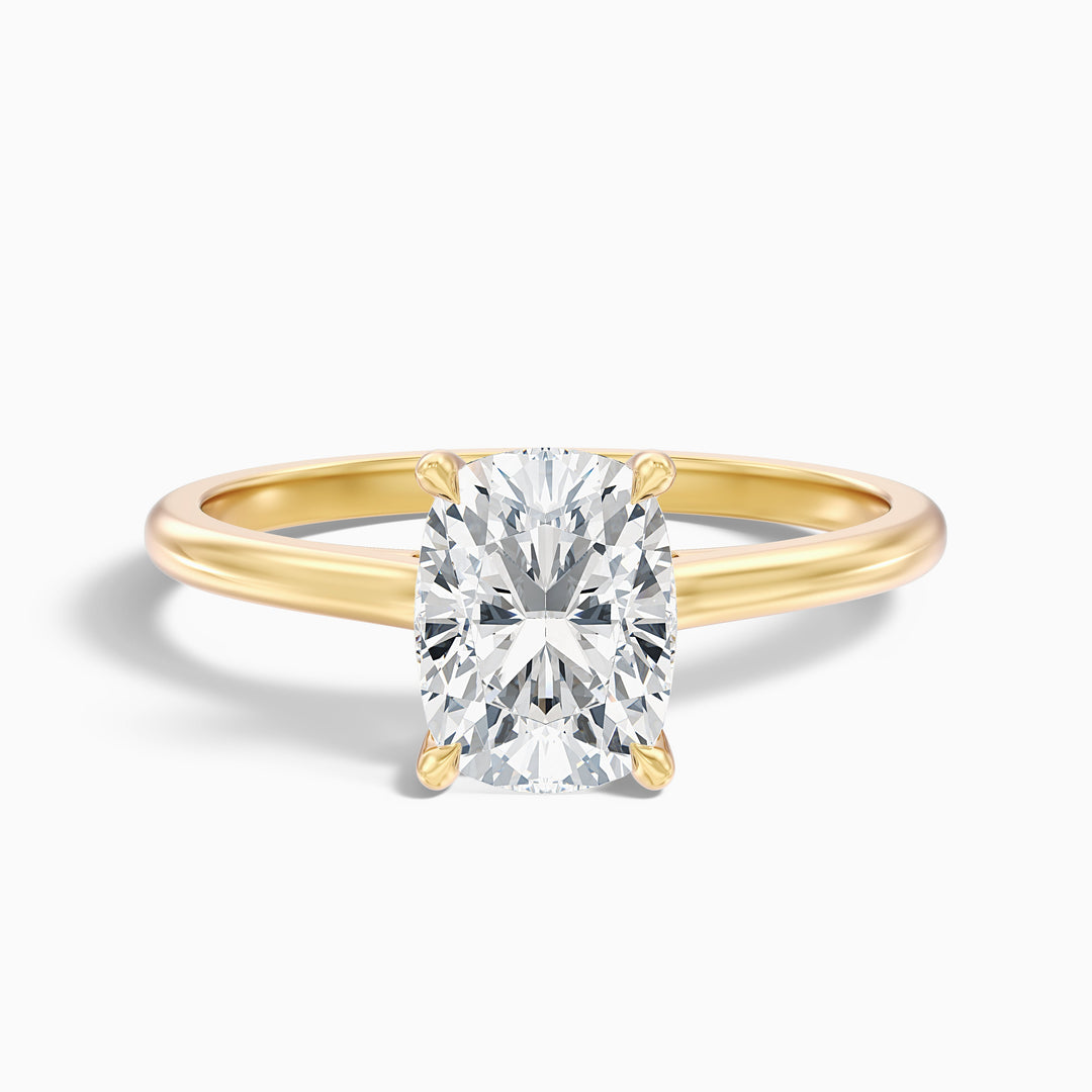 Inaya 2 Carat Elongated Cushion Cut Hidden Halo Pave Bridge Lab Grown Diamond Ring in 925 Sterling Silver