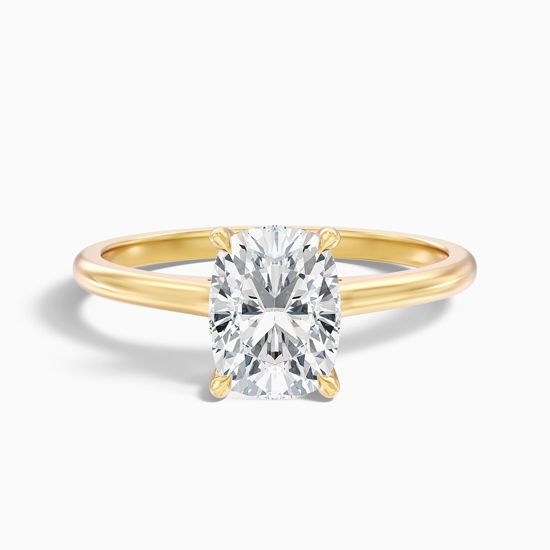 Inaya 1 Carat Elongated Cushion Cut Hidden Halo Pave Bridge Moissanite Diamond Ring in 10k Rose Gold