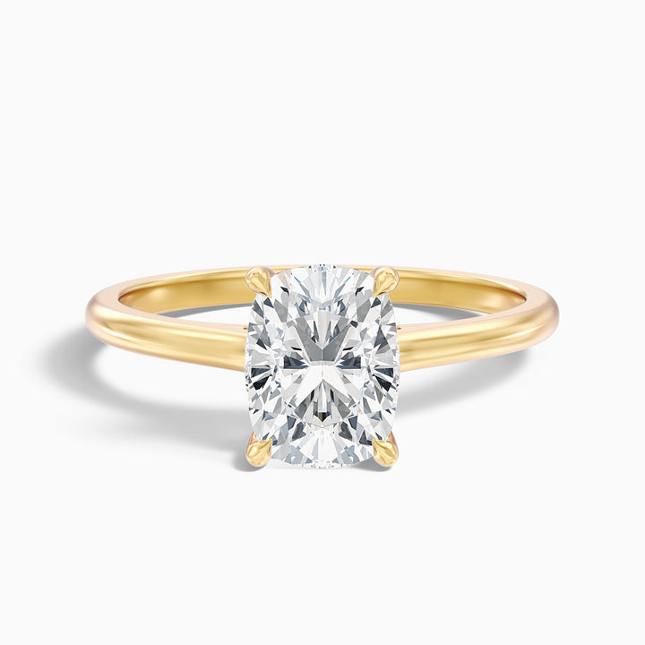 Inaya 1 Carat Elongated Cushion Cut Hidden Halo Pave Bridge Moissanite Diamond Ring in 10k Rose Gold