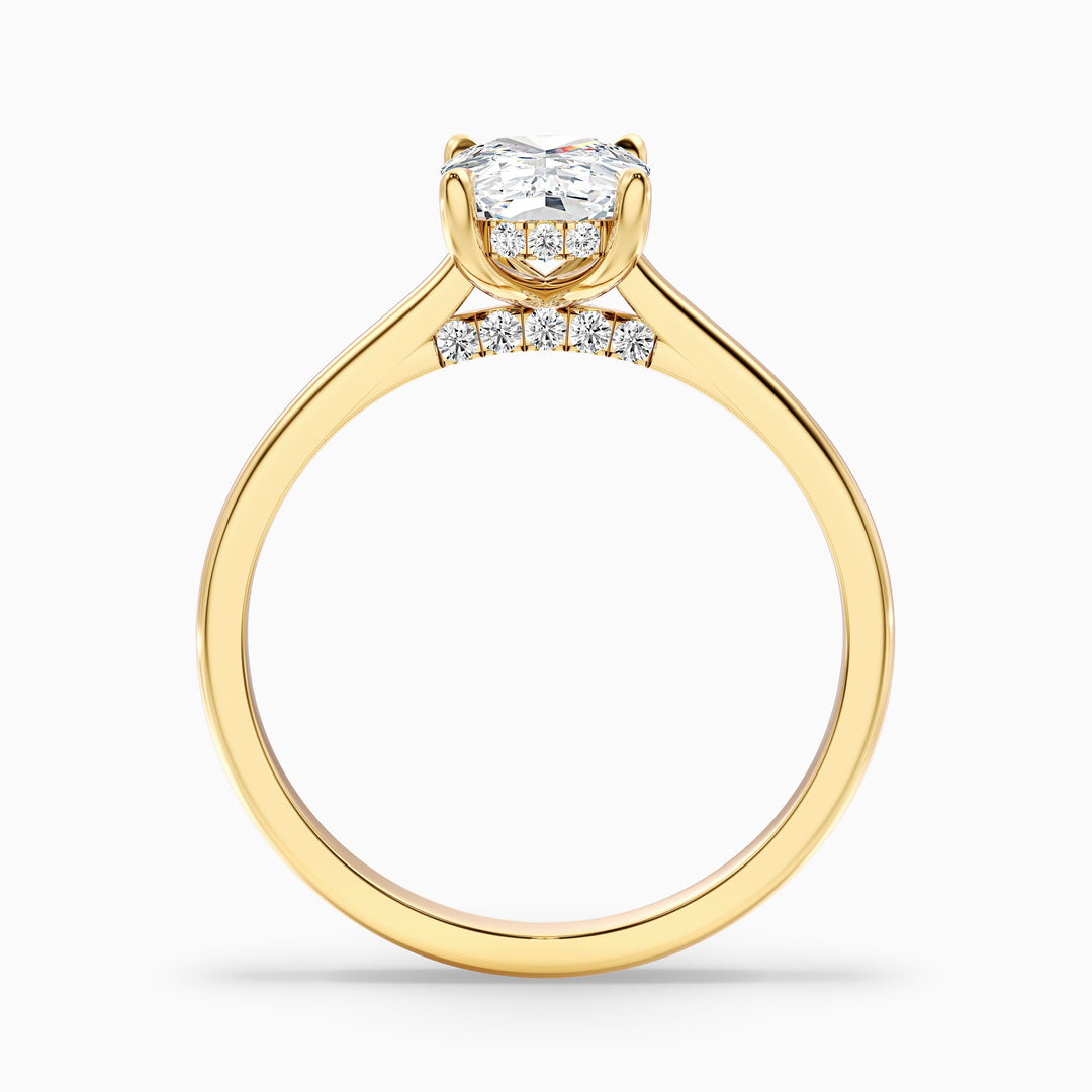 Inaya 2 Carat Elongated Cushion Cut Hidden Halo Pave Bridge Lab Grown Diamond Ring in 925 Sterling Silver
