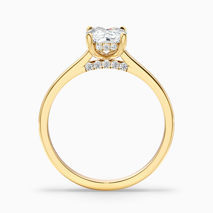Inaya 1 Carat Elongated Cushion Cut Hidden Halo Pave Bridge Moissanite Diamond Ring in 10k Rose Gold