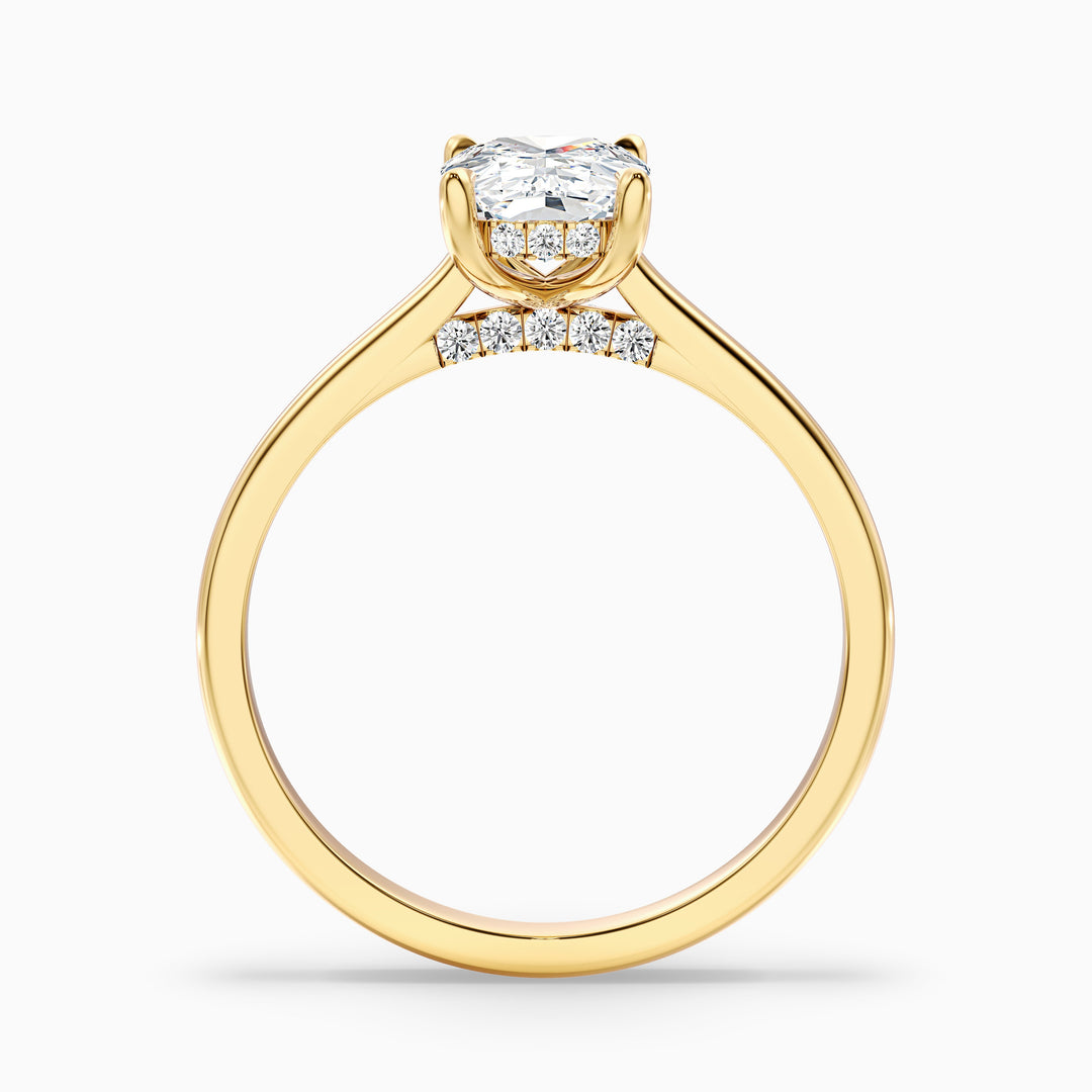 Inaya 3.5 Carat Elongated Cushion Cut Hidden Halo Pave Bridge Moissanite Diamond Ring in 14k White Gold