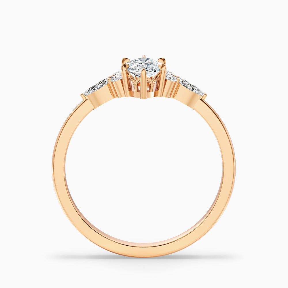 chaya 2 carat marquise cut pear and round side stone lab grown diamond ring in 14k rose gold - Side View