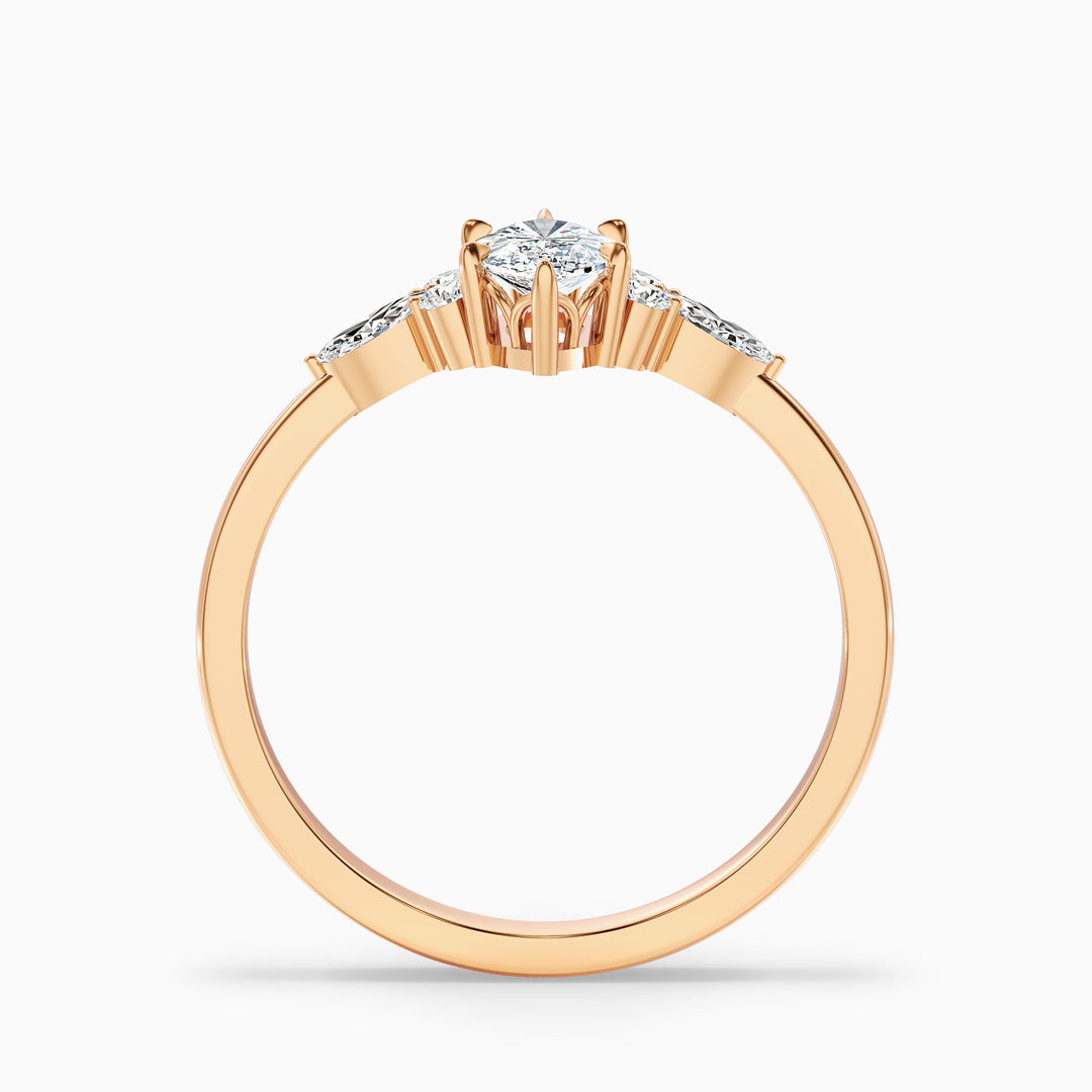 Harly 1 Carat Marquise Cut Pear and Round Side Stone Moissanite Diamond Ring in 10k White Gold