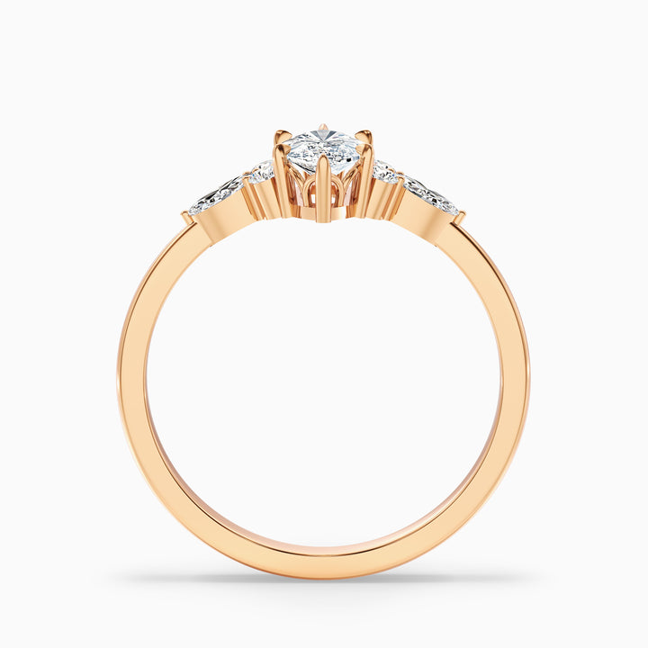 Harly 1 Carat Marquise Cut Pear and Round Side Stone Moissanite Diamond Ring in 10k White Gold