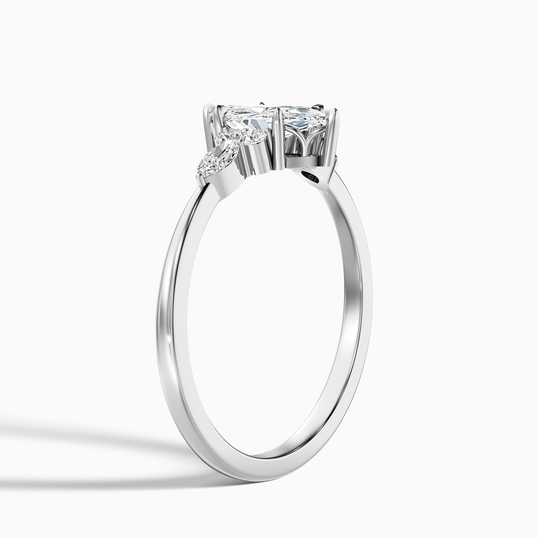 Harly 1 Carat Marquise Cut Pear and Round Side Stone Moissanite Diamond Ring in 10k White Gold