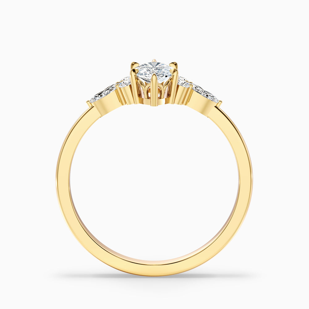 chaya 4 carat marquise cut pear and round side stone lab grown diamond ring in 14k yellow gold - Side View