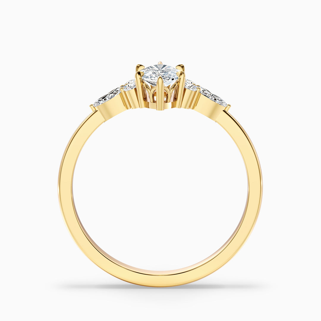 Harly 1 Carat Marquise Cut Pear and Round Side Stone Moissanite Diamond Ring in 10k White Gold