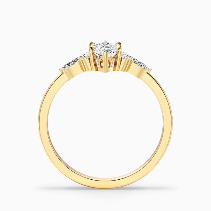 Harly 1 Carat Marquise Cut Pear and Round Side Stone Moissanite Diamond Ring in 10k White Gold