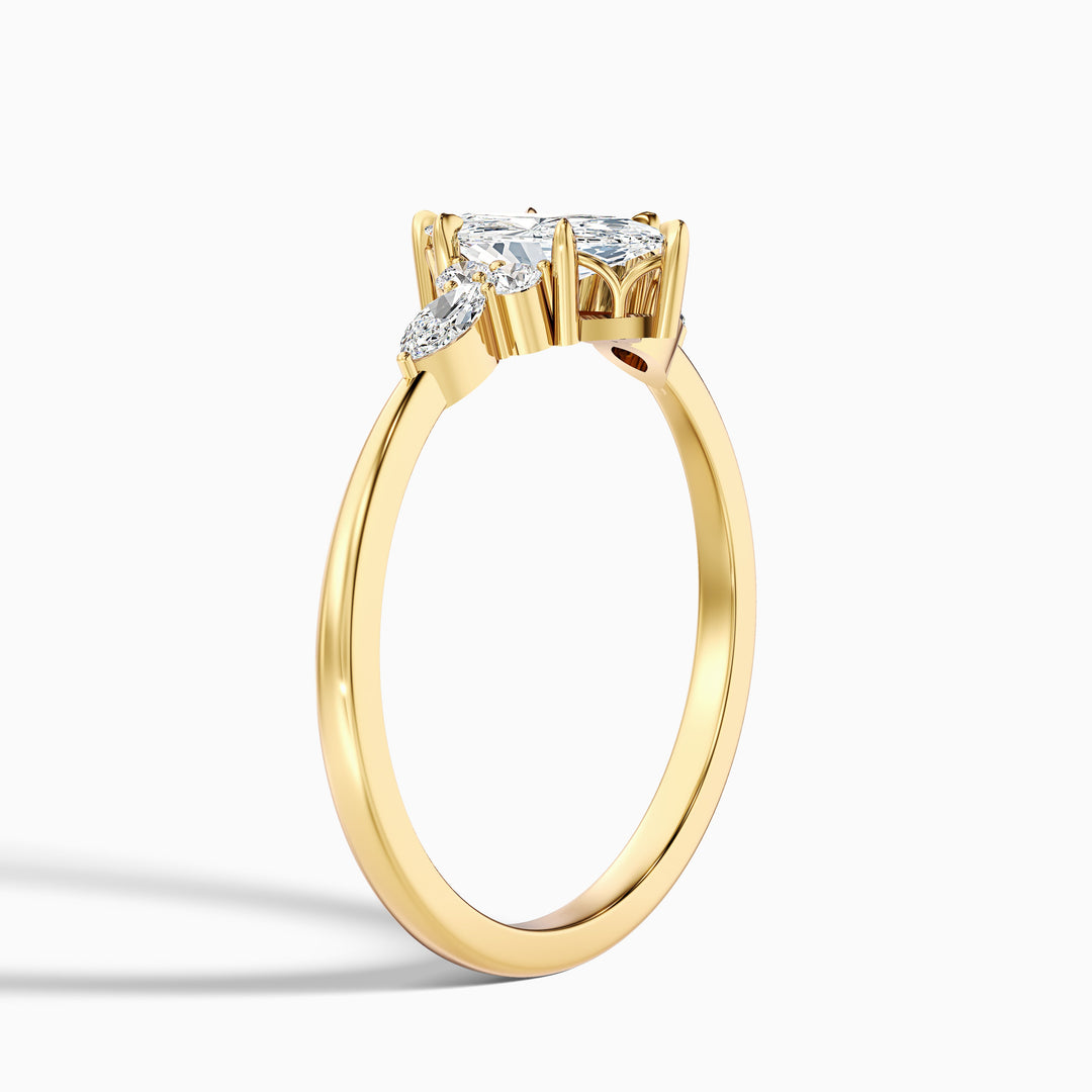 Harly 1 Carat Marquise Cut Pear and Round Side Stone Moissanite Diamond Ring in 10k White Gold