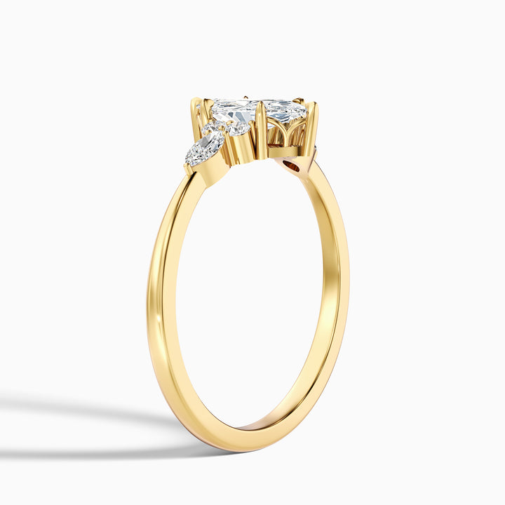 Harly 1 Carat Marquise Cut Pear and Round Side Stone Moissanite Diamond Ring in 10k White Gold
