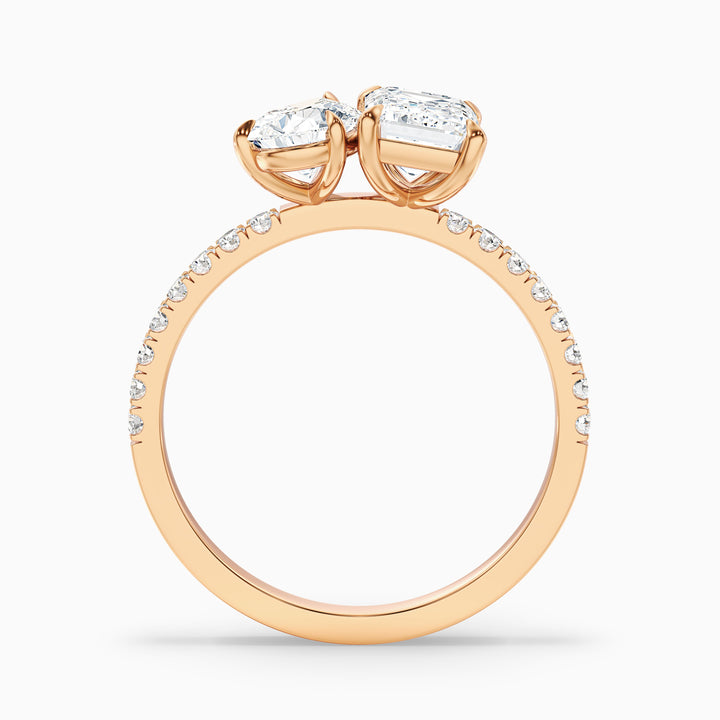 ainsy 5 carat toi et moi pave ring in 14k yellow gold with pear and emerald lab grown diamond - Side View