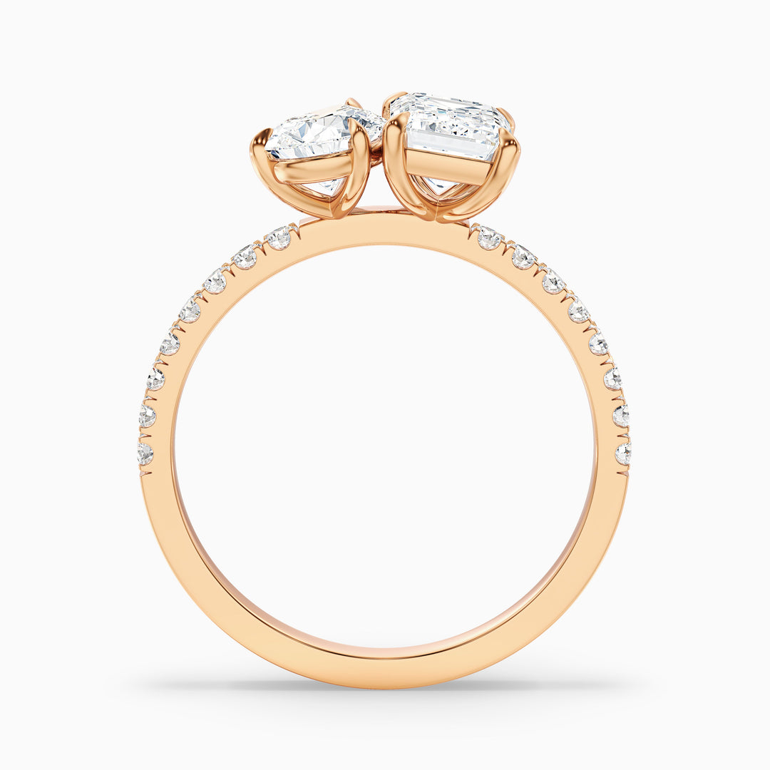 Ginna Toi Et Moi Pave Ring With Pear and Emerald Moissanite Diamond in 925 Sterling Silver (4 Ct. Tw.)