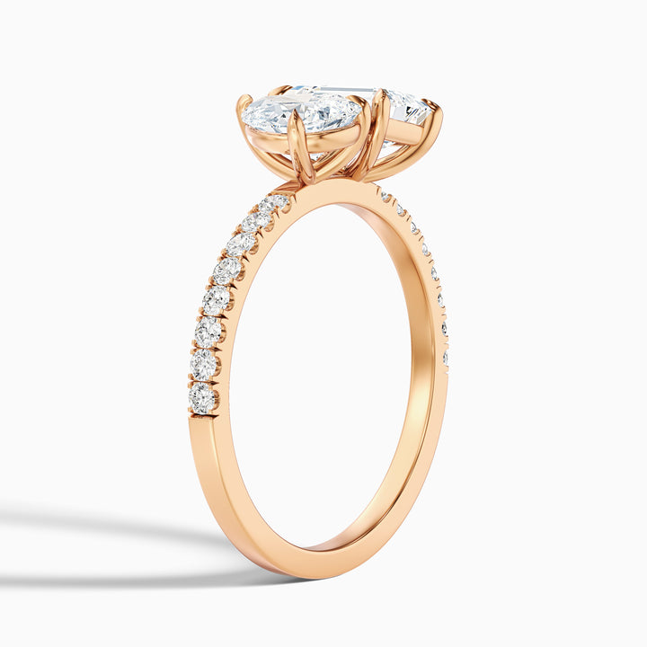 ainsy 5 carat toi et moi pave ring in 14k yellow gold with pear and emerald lab grown diamond - Detail View