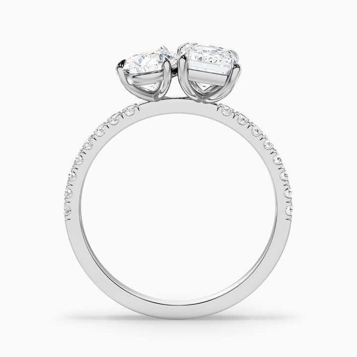 ainsy 3.5 carat toi et moi pave ring in 925 sterling silver with pear and emerald lab grown diamond - Side View
