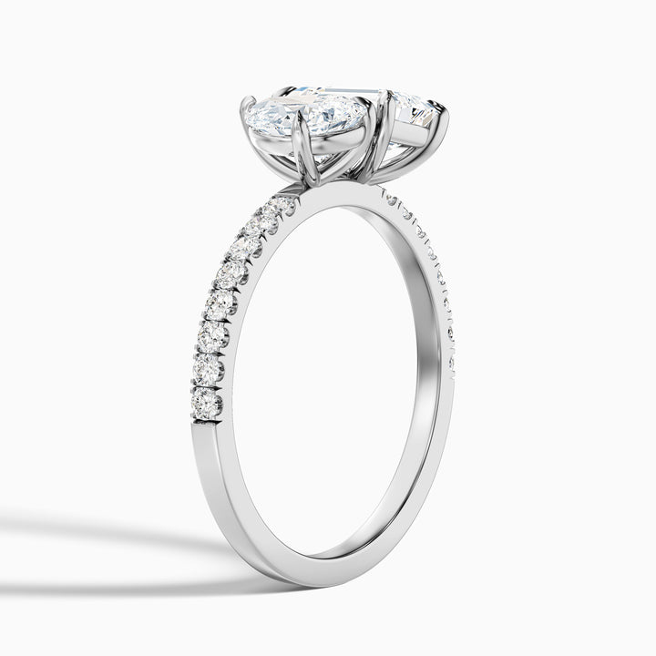 Ginna Toi Et Moi Pave Ring With Pear and Emerald Moissanite Diamond in 925 Sterling Silver (4 Ct. Tw.)