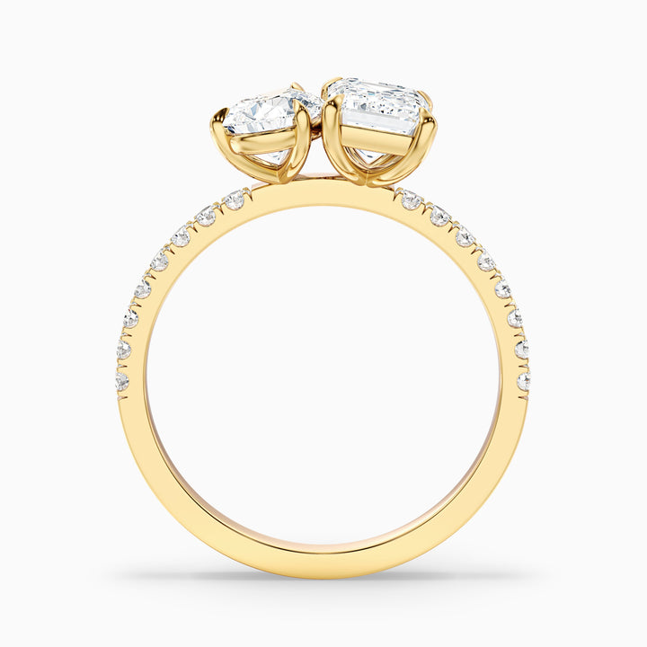 ainsy 3 carat toi et moi pave ring in 14k yellow gold with pear and emerald lab grown diamond - Side View