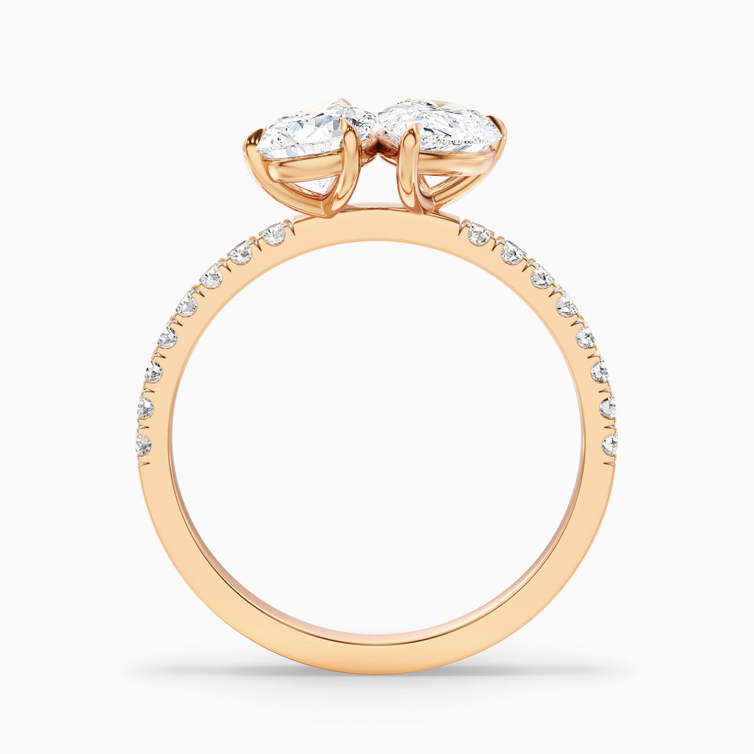 Crina Toi Et Moi Pave Ring With Both Pear Two Stone Moissanite Diamond in 10k Yellow Gold (1 Ct. Tw.)
