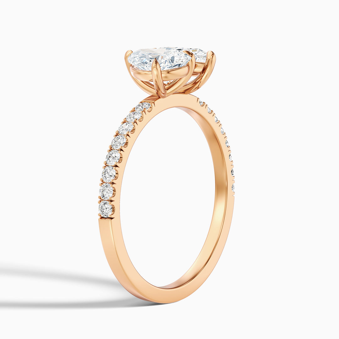 Crina Toi Et Moi Pave Ring With Both Pear Two Stone Moissanite Diamond in 10k White Gold (2.5 Ct. Tw.)